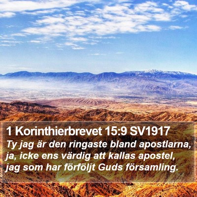 1 Korinthierbrevet 15:9 SV1917 Bible Verse Image