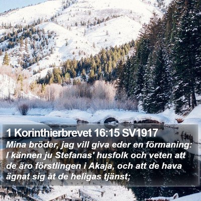 1 Korinthierbrevet 16:15 SV1917 Bible Verse Image