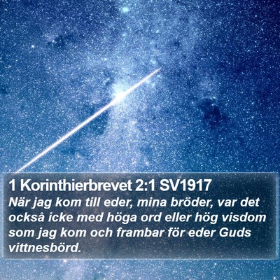 1 Korinthierbrevet 2:1 SV1917 Bible Verse Image
