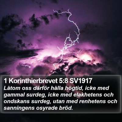 1 Korinthierbrevet 5:8 SV1917 Bible Verse Image
