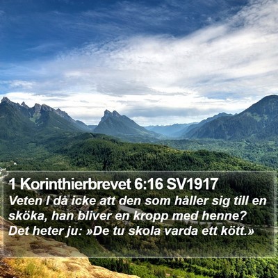 1 Korinthierbrevet 6:16 SV1917 Bible Verse Image
