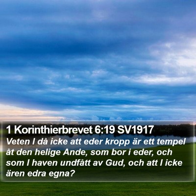 1 Korinthierbrevet 6:19 SV1917 Bible Verse Image