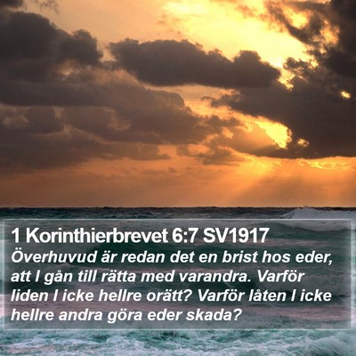 1 Korinthierbrevet 6:7 SV1917 Bible Verse Image