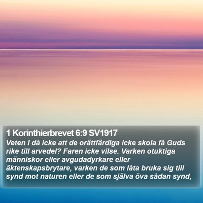 1 Korinthierbrevet 6:9 SV1917 Bible Verse Image