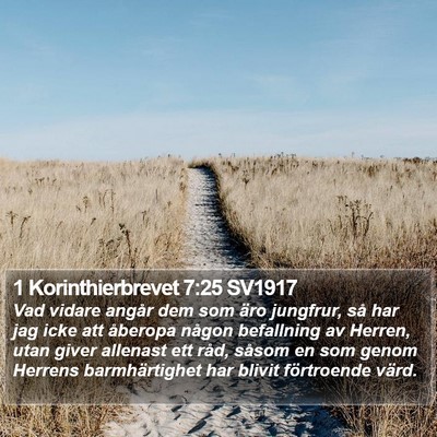 1 Korinthierbrevet 7:25 SV1917 Bible Verse Image