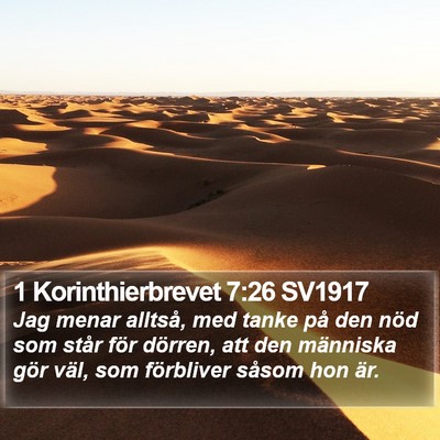 1 Korinthierbrevet 7:26 SV1917 Bible Verse Image