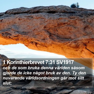 1 Korinthierbrevet 7:31 SV1917 Bible Verse Image