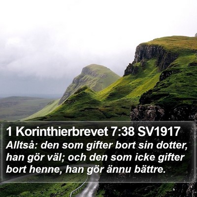1 Korinthierbrevet 7:38 SV1917 Bible Verse Image