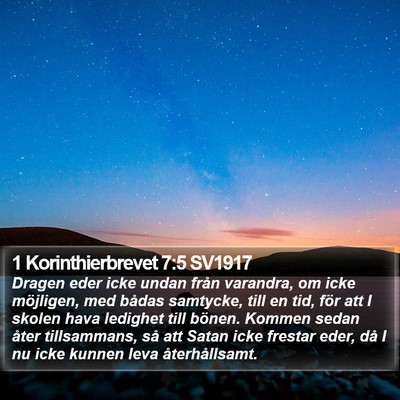 1 Korinthierbrevet 7:5 SV1917 Bible Verse Image
