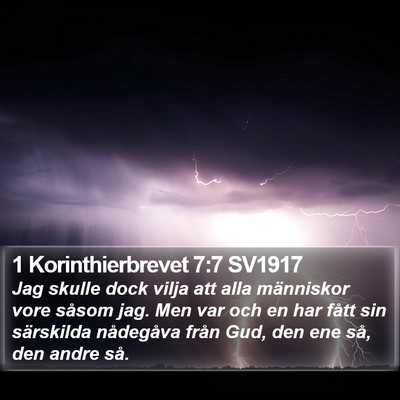 1 Korinthierbrevet 7:7 SV1917 Bible Verse Image