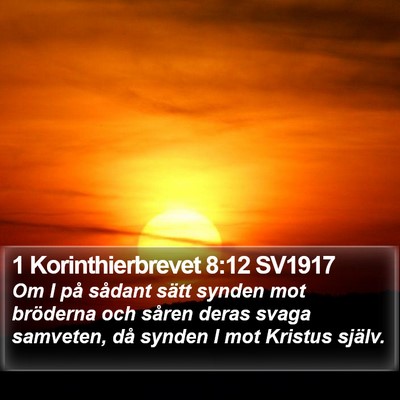 1 Korinthierbrevet 8:12 SV1917 Bible Verse Image