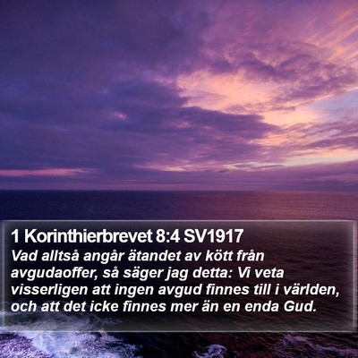 1 Korinthierbrevet 8:4 SV1917 Bible Verse Image