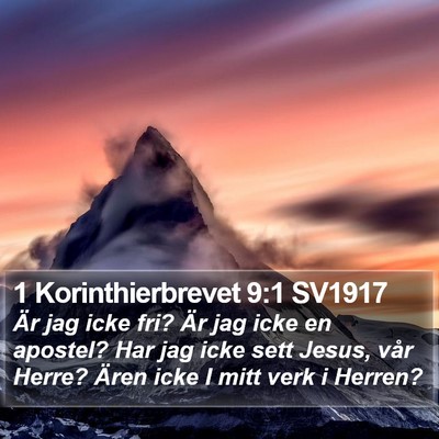 1 Korinthierbrevet 9:1 SV1917 Bible Verse Image