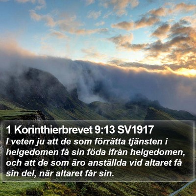 1 Korinthierbrevet 9:13 SV1917 Bible Verse Image