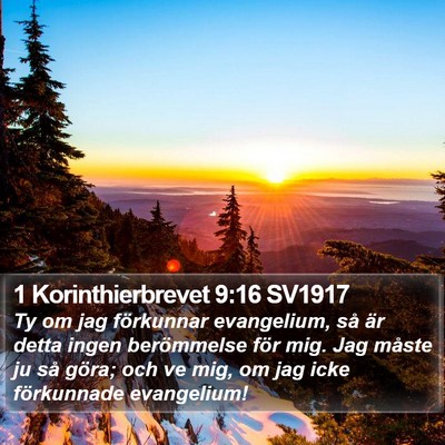 1 Korinthierbrevet 9:16 SV1917 Bible Verse Image