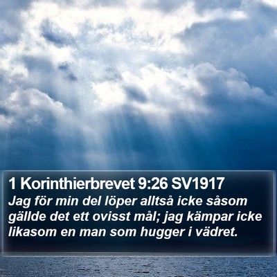 1 Korinthierbrevet 9:26 SV1917 Bible Verse Image