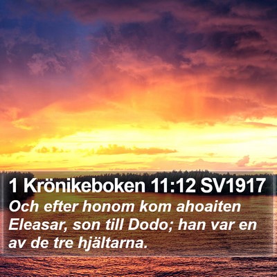 1 Krönikeboken 11:12 SV1917 Bible Verse Image