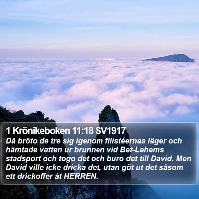 1 Krönikeboken 11:18 SV1917 Bible Verse Image