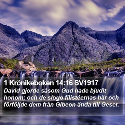 1 Krönikeboken 14:16 SV1917 Bible Verse Image