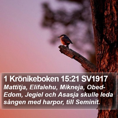 1 Krönikeboken 15:21 SV1917 Bible Verse Image
