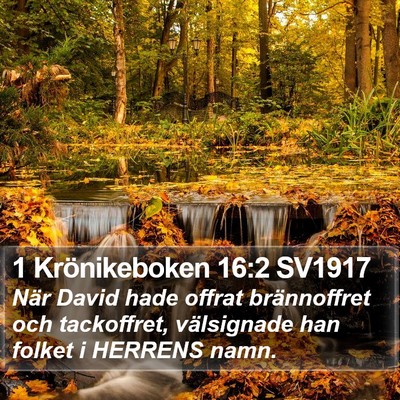 1 Krönikeboken 16:2 SV1917 Bible Verse Image