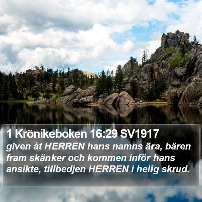 1 Krönikeboken 16:29 SV1917 Bible Verse Image