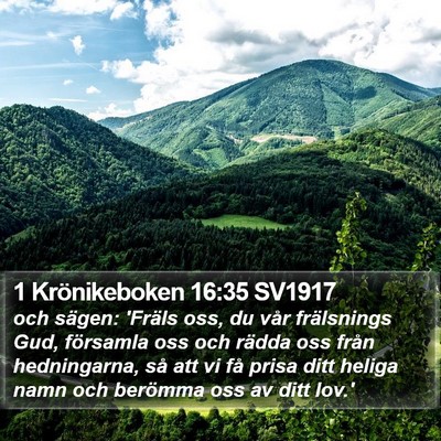 1 Krönikeboken 16:35 SV1917 Bible Verse Image