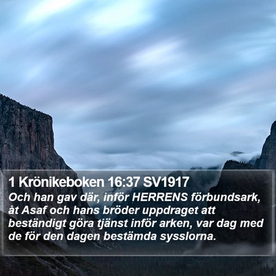 1 Krönikeboken 16:37 SV1917 Bible Verse Image