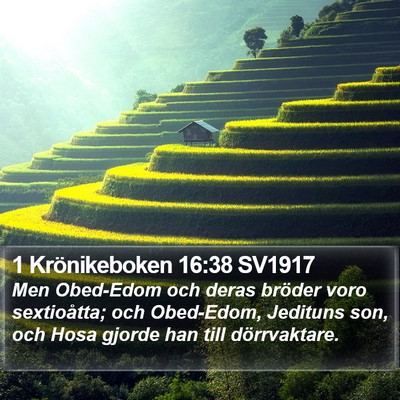 1 Krönikeboken 16:38 SV1917 Bible Verse Image