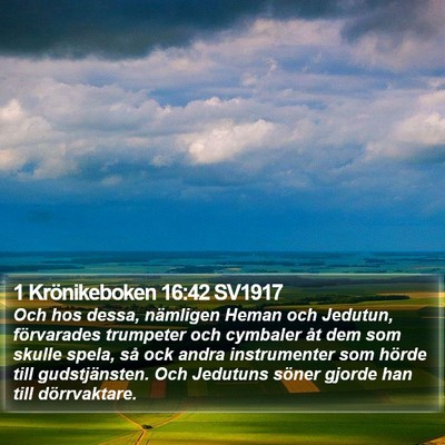 1 Krönikeboken 16:42 SV1917 Bible Verse Image