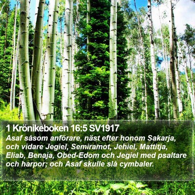 1 Krönikeboken 16:5 SV1917 Bible Verse Image