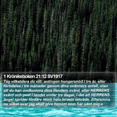 1 Krönikeboken 21:12 SV1917 Bible Verse Image