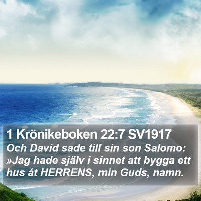 1 Krönikeboken 22:7 SV1917 Bible Verse Image