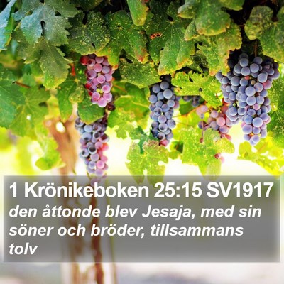 1 Krönikeboken 25:15 SV1917 Bible Verse Image