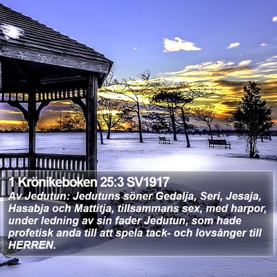 1 Krönikeboken 25:3 SV1917 Bible Verse Image