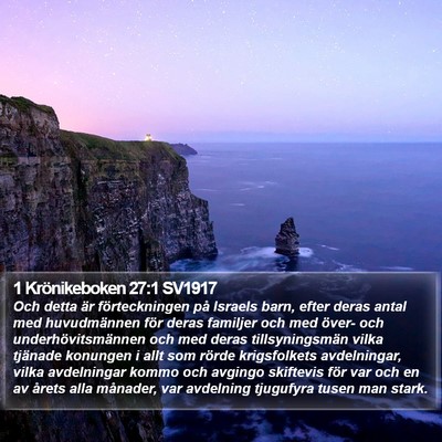 1 Krönikeboken 27:1 SV1917 Bible Verse Image