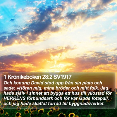 1 Krönikeboken 28:2 SV1917 Bible Verse Image