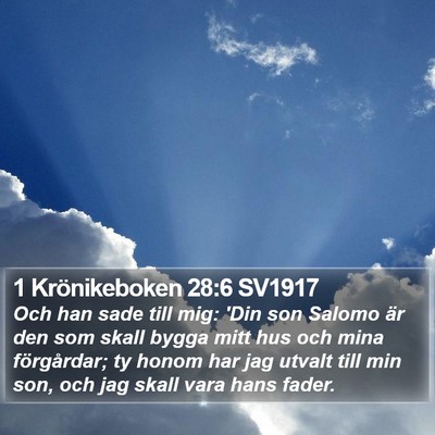 1 Krönikeboken 28:6 SV1917 Bible Verse Image