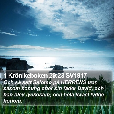 1 Krönikeboken 29:23 SV1917 Bible Verse Image