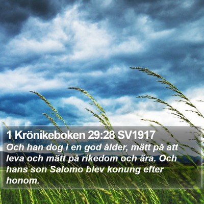 1 Krönikeboken 29:28 SV1917 Bible Verse Image