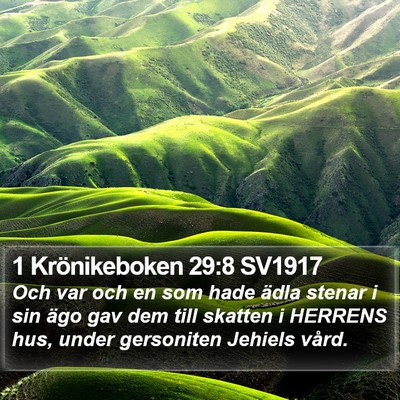 1 Krönikeboken 29:8 SV1917 Bible Verse Image