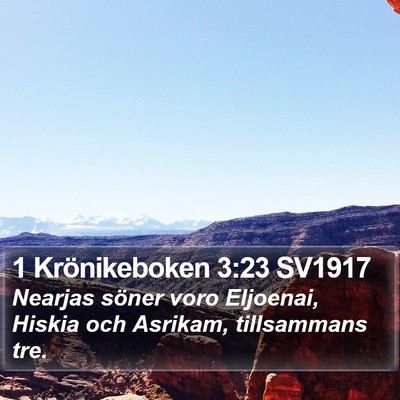 1 Krönikeboken 3:23 SV1917 Bible Verse Image