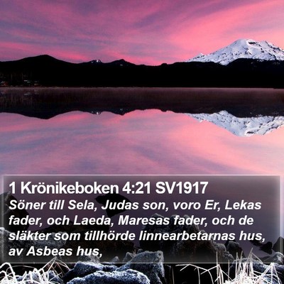 1 Krönikeboken 4:21 SV1917 Bible Verse Image