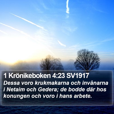 1 Krönikeboken 4:23 SV1917 Bible Verse Image