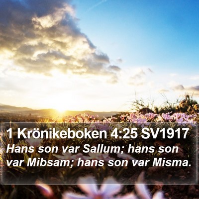 1 Krönikeboken 4:25 SV1917 Bible Verse Image
