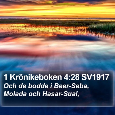 1 Krönikeboken 4:28 SV1917 Bible Verse Image