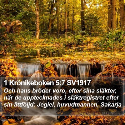 1 Krönikeboken 5:7 SV1917 Bible Verse Image