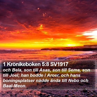 1 Krönikeboken 5:8 SV1917 Bible Verse Image