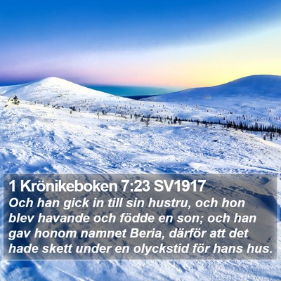 1 Krönikeboken 7:23 SV1917 Bible Verse Image
