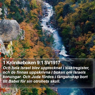1 Krönikeboken 9:1 SV1917 Bible Verse Image